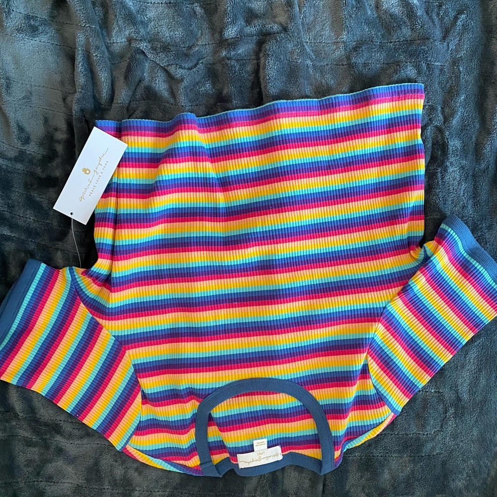 Rainbow crop top ribbed wide on bottom SPIRITUAL GANGSTER brand new